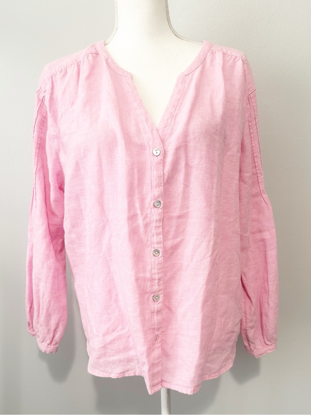Joie Light Pink Linen-Blend Button Down Blouse size medium